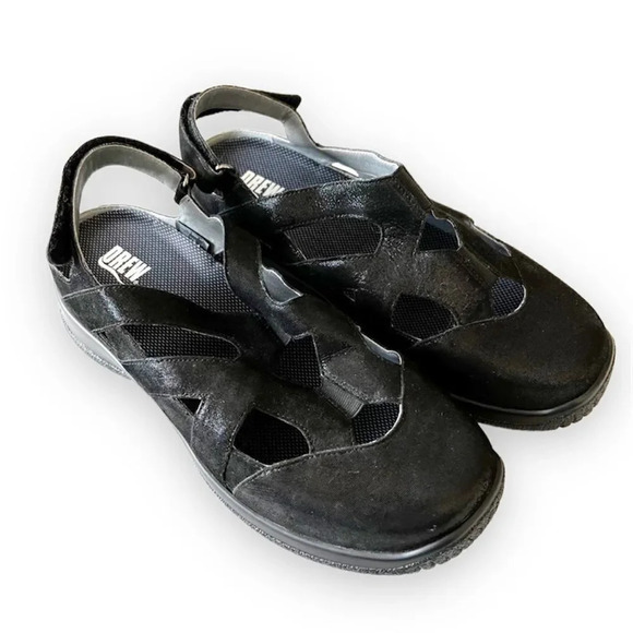 Drew Smiles Orthopedic Fisherman Sandals Size 9WW Extra Wide Black Leather Comfy - Picture 1 of 13